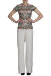 Buy_Varun Bahl_White Raw Silk Round Embroidered Jacket Pant Ser_at_Aza_Fashions