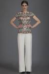 Buy_Varun Bahl_White Raw Silk Round Embroidered Jacket Pant Ser_Online_at_Aza_Fashions