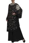 Buy_Varun Bahl_Black Georgette Embroidered Cape Pant Set_at_Aza_Fashions