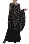 Varun Bahl_Black Georgette Embroidered Cape Pant Set_Online_at_Aza_Fashions