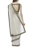 Shop_Ranian_White Silk Organza Leaf Neck Bordered Saree With Blouse _at_Aza_Fashions