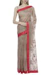 Ranian_Beige Silk Organza Embroidered Saree With Blouse_Online_at_Aza_Fashions