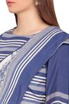 Buy_So US By Sougatpaul_Blue Muslin Slub Round Neck Printed Pre-stitched Saree With Blouse  _Online_at_Aza_Fashions