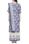 Shop_So Us By Sougatpaul_Blue Muslin Slub Round Printed Kurta And Palazzo Set _at_Aza_Fashions
