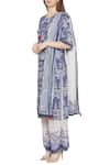 Buy_So Us By Sougatpaul_Blue Muslin Slub Round Printed Kurta And Palazzo Set _Online_at_Aza_Fashions