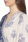Buy_So Us By Sougatpaul_Blue Muslin Slub V Neck Printed Anarkali Kurta _Online_at_Aza_Fashions
