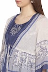 Buy_So Us By Sougatpaul_Blue Muslin Slub Jumpsuit Round Neckline Printed With Jacket _Online_at_Aza_Fashions