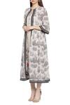 So Us By Sougatpaul_Black Muslin Slub Jacket Round Neckline Printed Tunic And Set _Online_at_Aza_Fashions