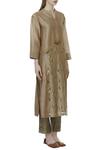 Abhijeet Khanna_Brown Chanderi Embroidered Kurta_Online_at_Aza_Fashions