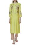 Buy_Abhijeet Khanna_Yellow Silk Chanderi Embroidered Tunic_at_Aza_Fashions