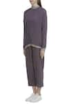 Buy_Akaaro_Purple Linen Mandarin Collar Handwoven Pullover  _Online_at_Aza_Fashions