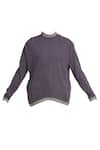 Shop_Akaaro_Purple Linen Mandarin Collar Handwoven Pullover  _Online_at_Aza_Fashions