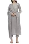 Buy Tokree Grey Cotton Mulmul Straight Kurta Set at Aza Fashions Buy_Tokree_Grey Cotton Mulmul Straight Kurta Set_at_Aza_Fashions