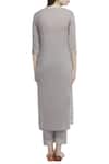 Shop Tokree Grey Cotton Mulmul Straight Kurta Set at Aza Fashions Shop_Tokree_Grey Cotton Mulmul Straight Kurta Set_at_Aza_Fashions
