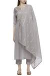 Tokree Grey Cotton Mulmul Straight Kurta Set Online at Aza Fashions Tokree_Grey Cotton Mulmul Straight Kurta Set_Online_at_Aza_Fashions