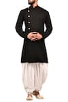 Buy_Arihant Rai Sinha_Black Hosiery Knitting Fabric Embossed Sherwani Set _at_Aza_Fashions