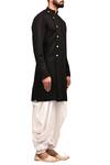 Arihant Rai Sinha_Black Hosiery Knitting Fabric Embossed Sherwani Set _Online_at_Aza_Fashions