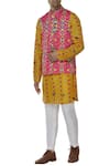 Buy_Mr. Ajay Kumar_White Satin Lycra Silk Linen Printed Bundi And Kurta Set  _at_Aza_Fashions