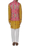 Shop_Mr. Ajay Kumar_White Satin Lycra Silk Linen Printed Bundi And Kurta Set  _at_Aza_Fashions