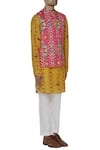 Mr. Ajay Kumar_White Satin Lycra Silk Linen Printed Bundi And Kurta Set  _Online_at_Aza_Fashions