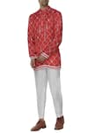 Buy MR. Ajay Kumar Red Silk, Linen, Cotton Fish And Star Motif Printed Kurta at Aza Fashions Buy_MR. Ajay Kumar_Red Silk, Linen, Cotton Fish And Star Motif Printed Kurta _at_Aza_Fashions