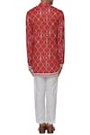 Shop MR. Ajay Kumar Red Silk, Linen, Cotton Fish And Star Motif Printed Kurta at Aza Fashions Shop_MR. Ajay Kumar_Red Silk, Linen, Cotton Fish And Star Motif Printed Kurta _at_Aza_Fashions