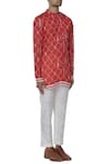 MR. Ajay Kumar Red Silk, Linen, Cotton Fish And Star Motif Printed Kurta Online at Aza Fashions MR. Ajay Kumar_Red Silk, Linen, Cotton Fish And Star Motif Printed Kurta _Online_at_Aza_Fashions