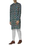 Buy_Mr. Ajay Kumar_Blue Kurta Linen Pants Cotton Set  _at_Aza_Fashions