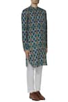 Mr. Ajay Kumar_Blue Kurta Linen Pants Cotton Set  _Online_at_Aza_Fashions