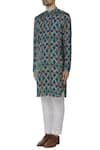 Buy_Mr. Ajay Kumar_Blue Kurta Linen Pants Cotton Set  _Online_at_Aza_Fashions