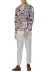 Buy_Mr. Ajay Kumar_Multi Color Cotton Satin Lycra Printed Biker Jacket  _at_Aza_Fashions