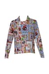 Shop_Mr. Ajay Kumar_Multi Color Cotton Satin Lycra Printed Biker Jacket  _Online_at_Aza_Fashions