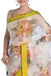 Pranay Baidya_White Floral Print Saree_Online_at_Aza_Fashions