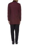 Shop_MR Grey_Maroon Suiting Bandhgala Jacket_at_Aza_Fashions