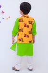 Shop_Fayon Kids_Yellow Printed Bundi,kurta And Pant Set For Boys_at_Aza_Fashions