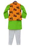 Buy_Fayon Kids_Yellow Printed Bundi,kurta And Pant Set For Boys_Online_at_Aza_Fashions