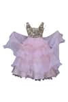Buy_Fayon Kids_Beige Organza, Net Sequins Layered Lehenga Set _at_Aza_Fashions