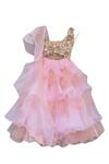 Shop_Fayon Kids_Beige Organza, Net Sequins Layered Lehenga Set _at_Aza_Fashions