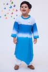 Buy_Fayon Kids_Blue Cotton, Crepe Tie Dye Kurta And Salwar Set _at_Aza_Fashions