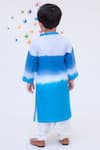 Shop_Fayon Kids_Blue Cotton, Crepe Tie Dye Kurta And Salwar Set _at_Aza_Fashions
