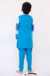 Shop_FAYON KIDS_Blue Cotton Overlap Achkan And Pant Set _at_Aza_Fashions