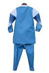 Buy_FAYON KIDS_Blue Cotton Overlap Achkan And Pant Set _Online_at_Aza_Fashions