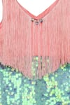 Shop_Fayon Kids_Green Sequins Fringe Dress _Online_at_Aza_Fashions