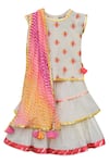 FAYON KIDS_Off White Cotton Embroidered Kurta Sharara Set _Online_at_Aza_Fashions