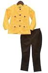 Shop_Fayon Kids_Yellow Cotton, Suede Printed Jacket And Breech Pant Set _Online_at_Aza_Fashions