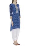 House of Kotwara_Blue Ikat Split Kurta And Dhoti Pant Set  _Online_at_Aza_Fashions