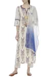 Buy_House of Kotwara_Beige Ikat Split Neck Kurta And Pant Set _at_Aza_Fashions