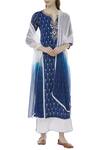 House of Kotwara_Blue Ikat Split Neck Kurta And Palazzo Set _Online_at_Aza_Fashions