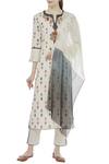 Buy_House of Kotwara_Off White Ikat Split Neck Kurta Set _at_Aza_Fashions