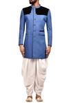 Shop_Arihant Rai Sinha_Blue Terry Rayon Sherwani With Draped Pants_Online_at_Aza_Fashions